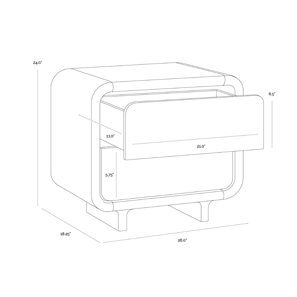 SUNPAN Koa Two Drawers Wood Nightstand