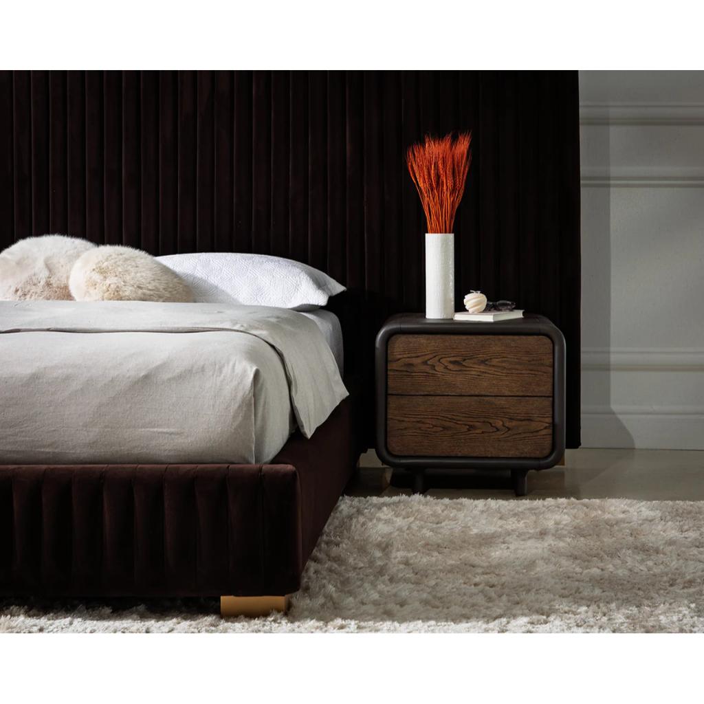 SUNPAN Koa Two Drawers Wood Nightstand