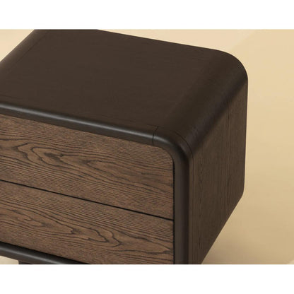 SUNPAN Koa Two Drawers Wood Nightstand