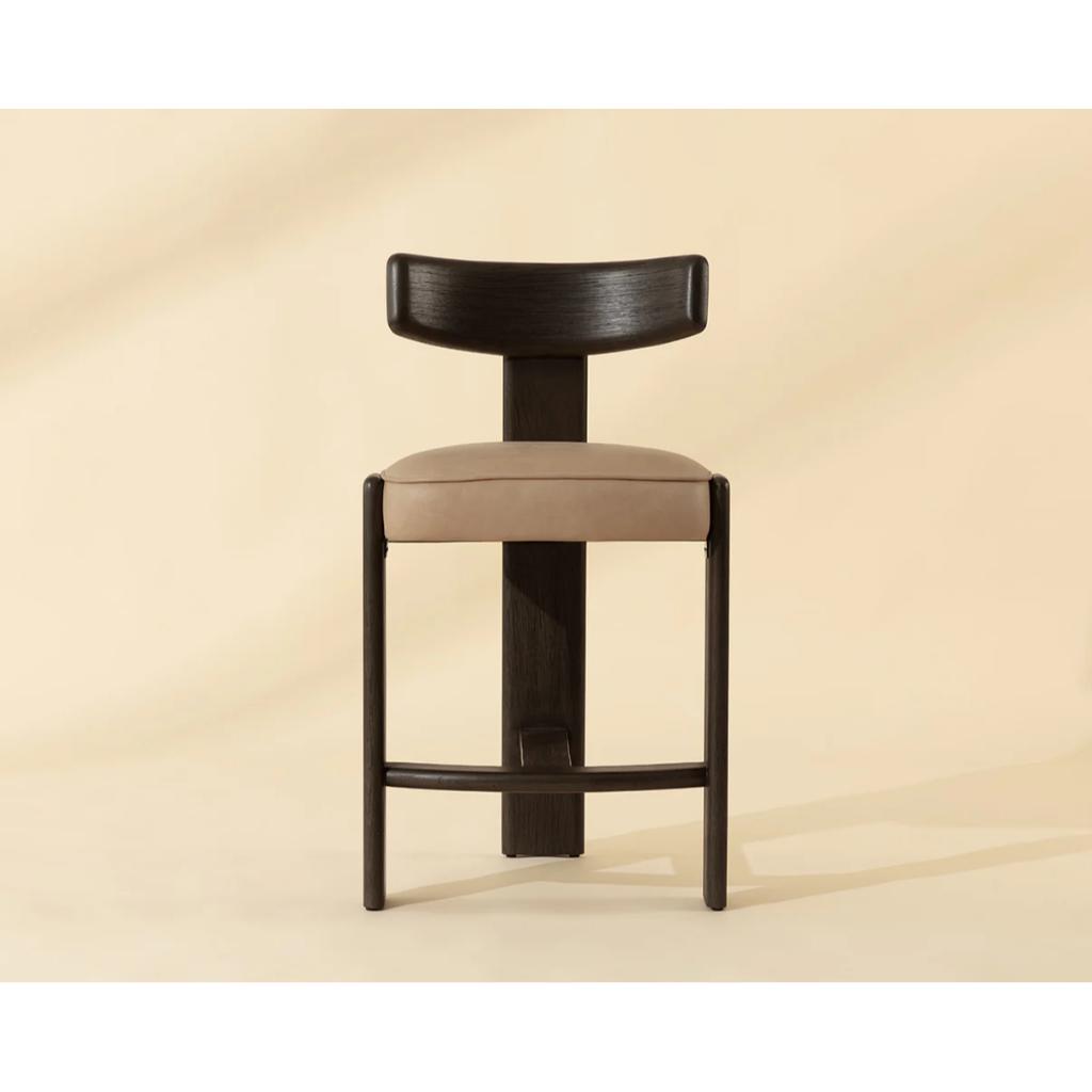 SUNPAN Horton Sahara Sand Leather Counter Stool