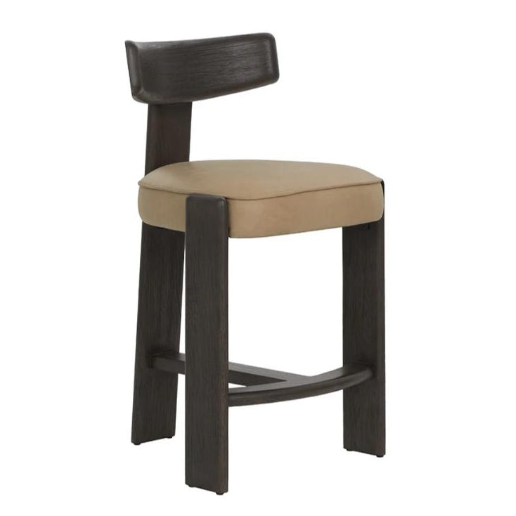 SUNPAN Horton Sahara Sand Leather Counter Stool
