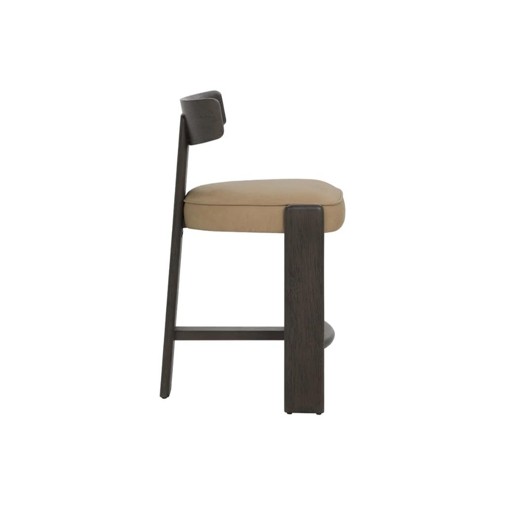 SUNPAN Horton Sahara Sand Leather Counter Stool