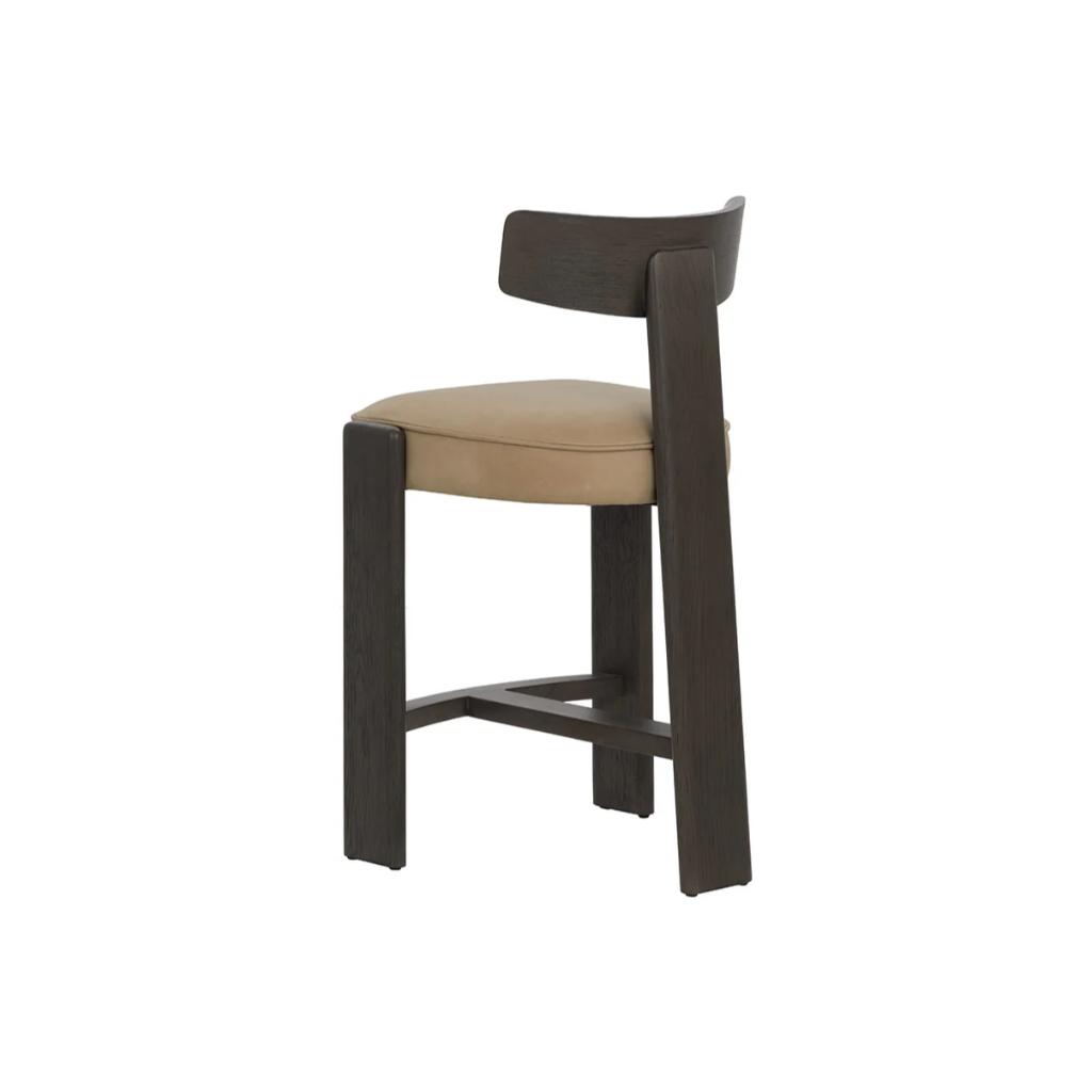 SUNPAN Horton Sahara Sand Leather Counter Stool