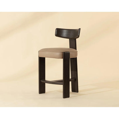 SUNPAN Horton Sahara Sand Leather Counter Stool