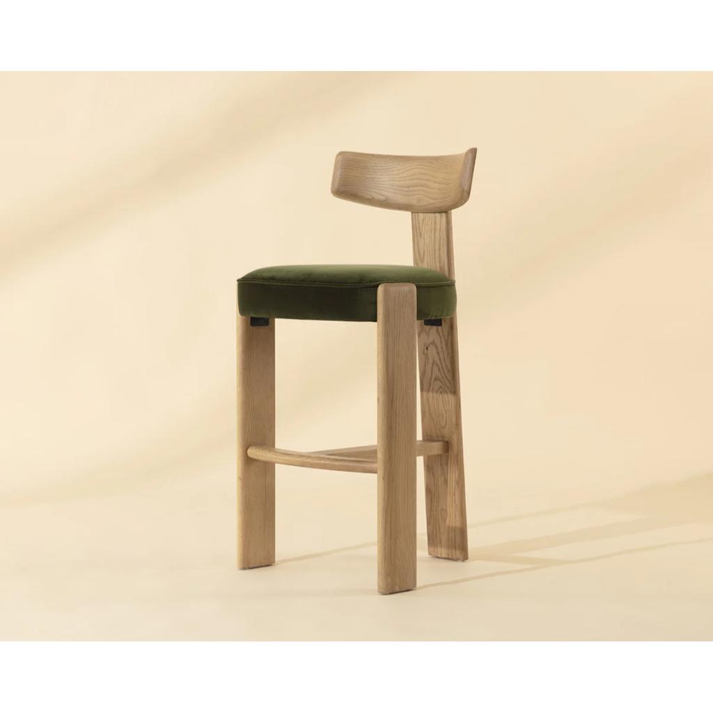 SUNPAN Horton Forest Green Fabric Barstool