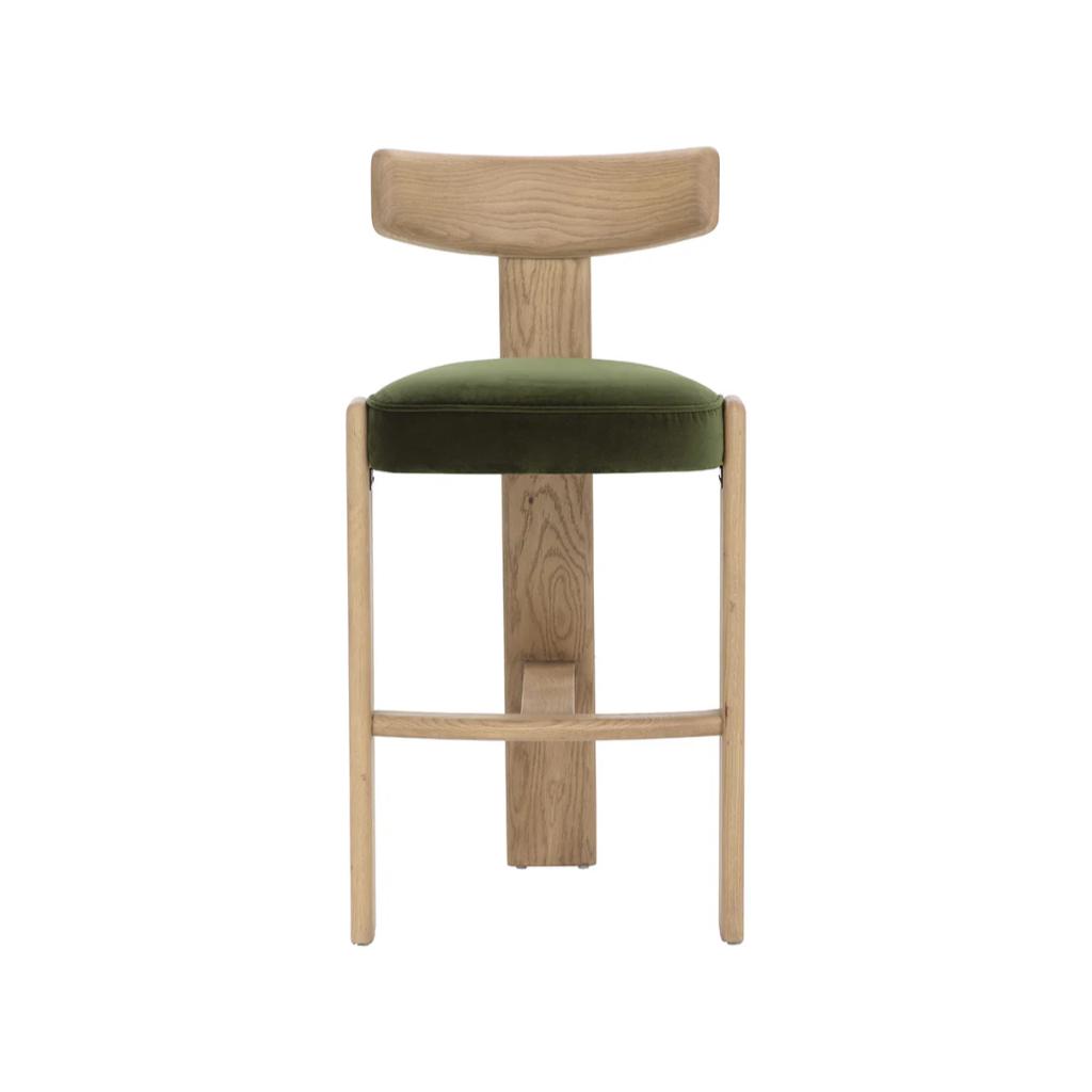 SUNPAN Horton Forest Green Fabric Barstool
