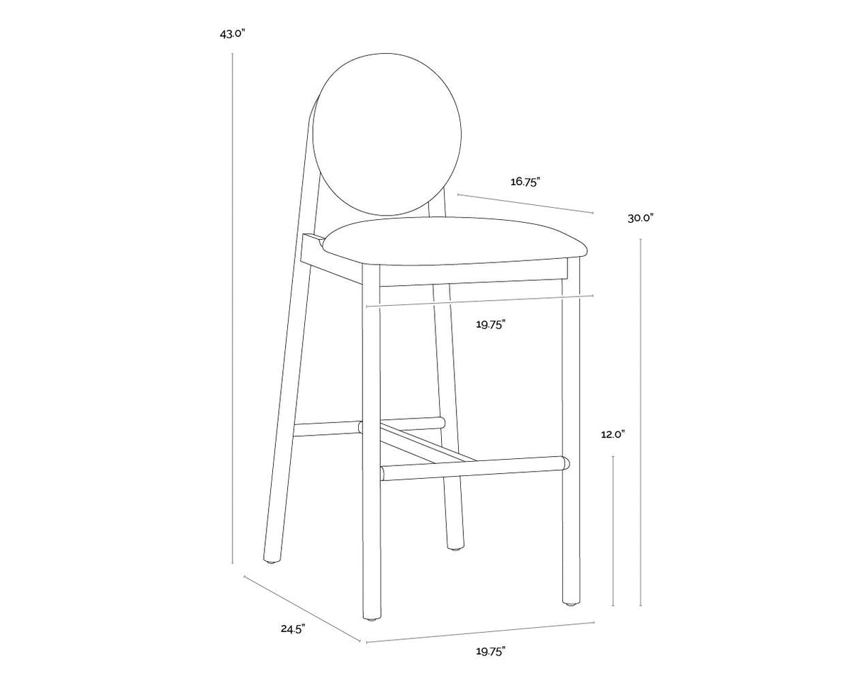 SUNPAN Orabell Mid-Century Faux Leather Barstool