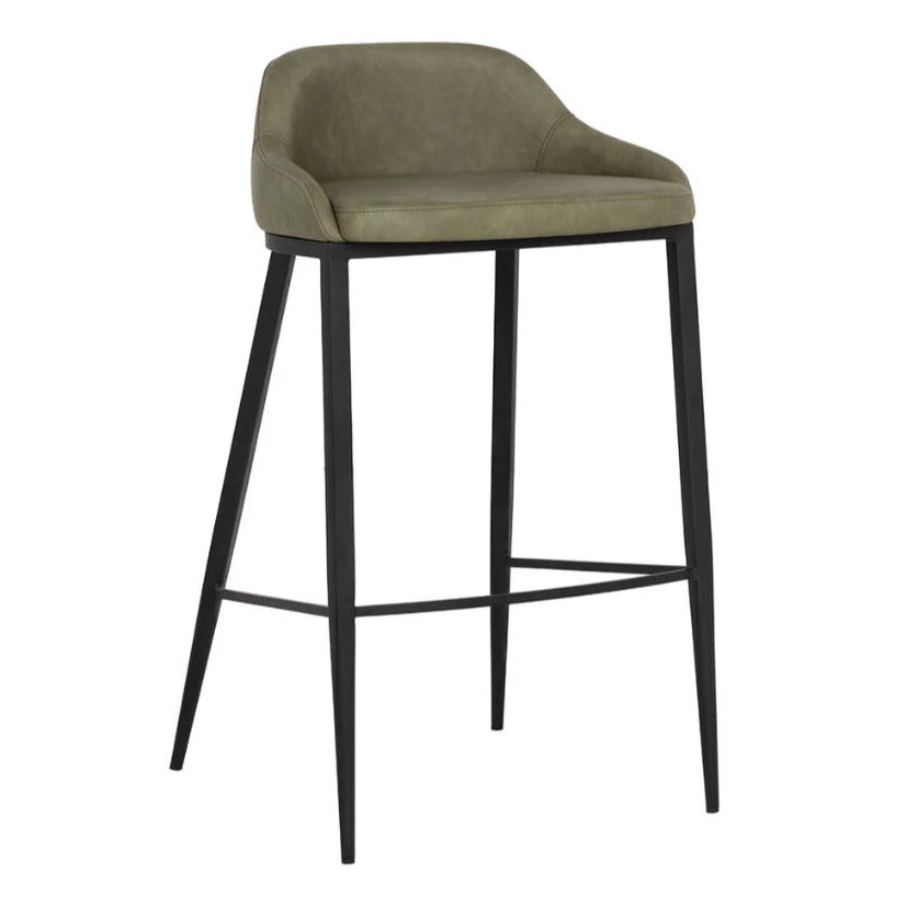 SUNPAN Astra Green Faux Leather Barstool