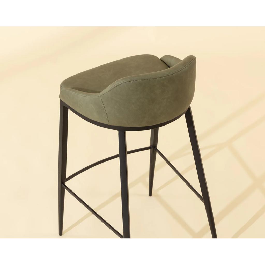 SUNPAN Astra Green Faux Leather Barstool