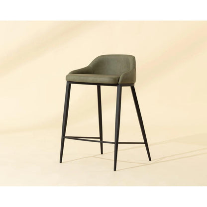 SUNPAN Astra Green Faux Leather Counter Stool