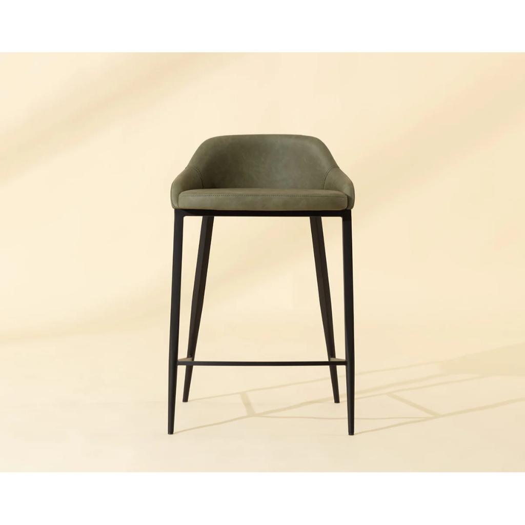 SUNPAN Astra Green Faux Leather Counter Stool