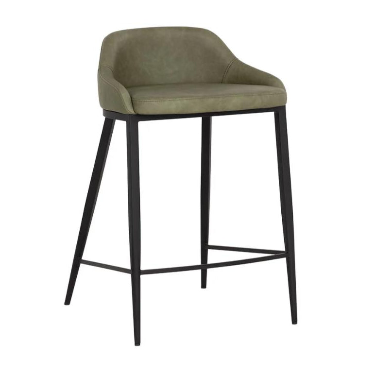 SUNPAN Astra Green Faux Leather Counter Stool