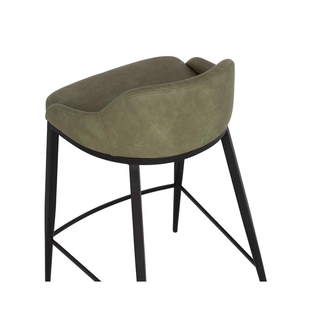 SUNPAN Astra Green Faux Leather Counter Stool