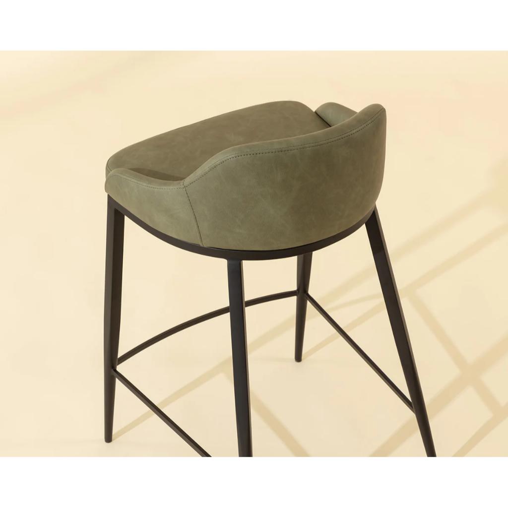SUNPAN Astra Green Faux Leather Counter Stool