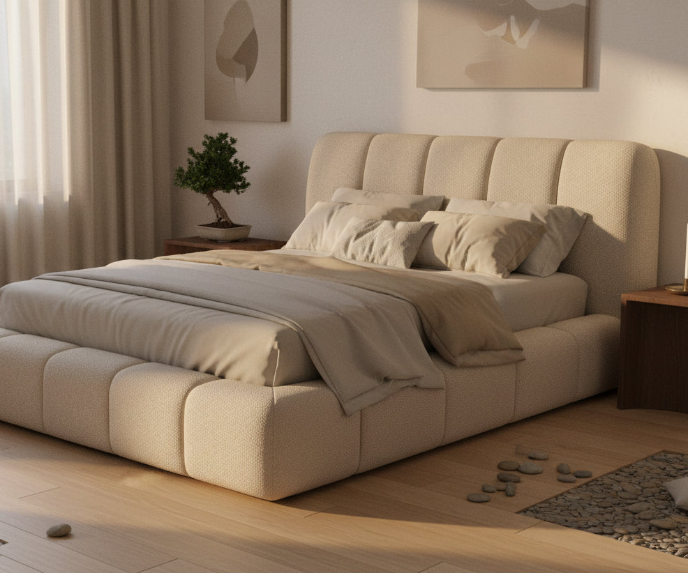 SUNPAN Olena Beige Fabric Queen Bed