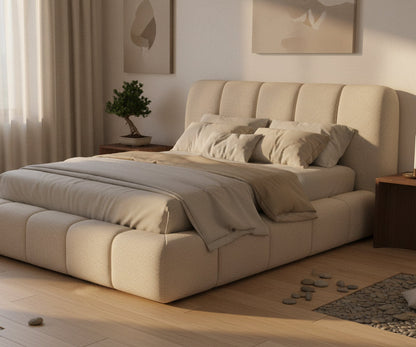 SUNPAN Olena Beige Fabric Queen Bed