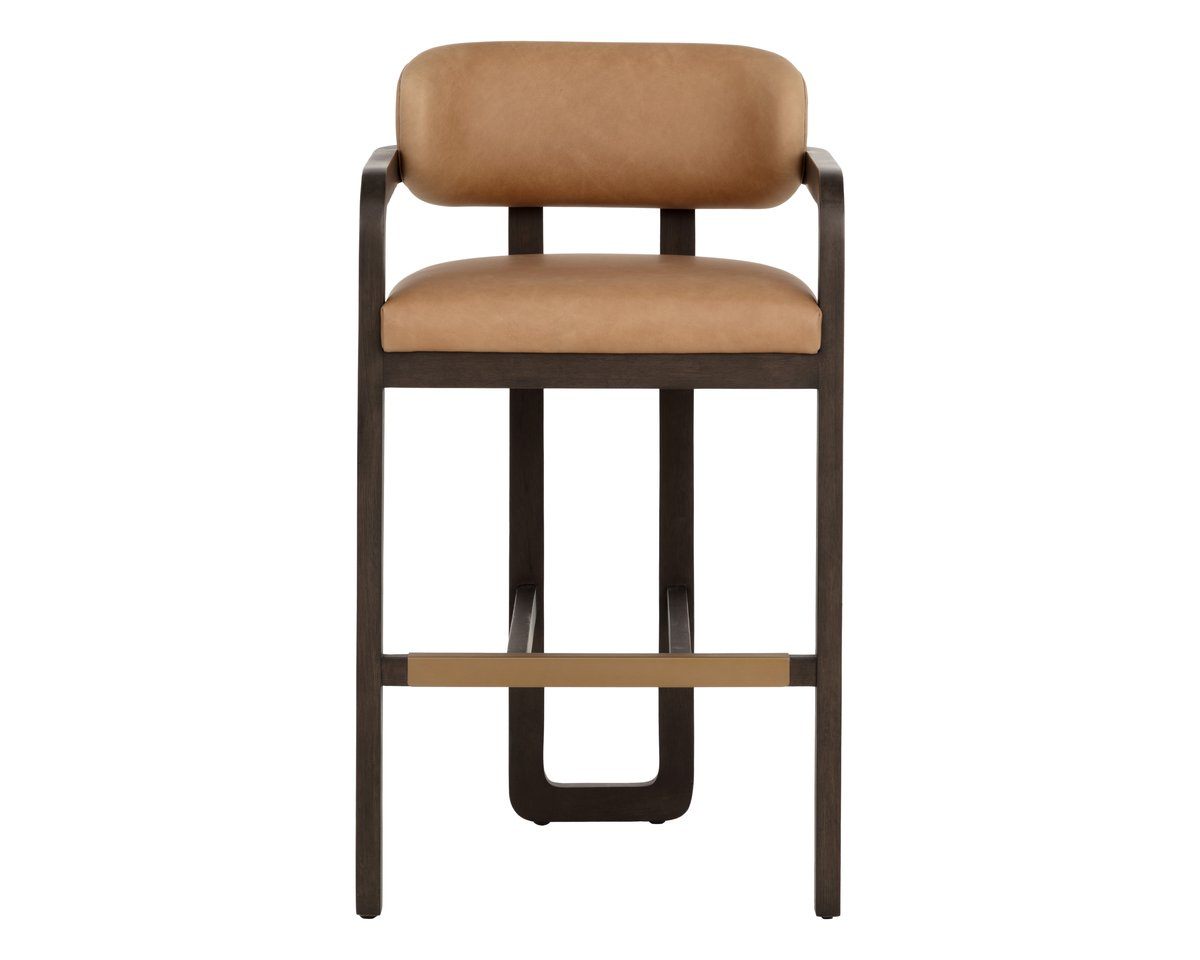SUNPAN Madrone Ludlow Sesame Leather Barstool