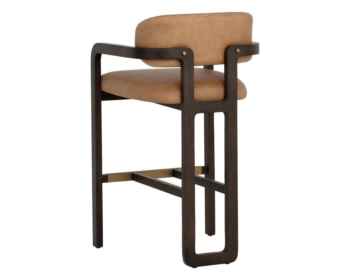 SUNPAN Madrone Ludlow Sesame Leather Barstool