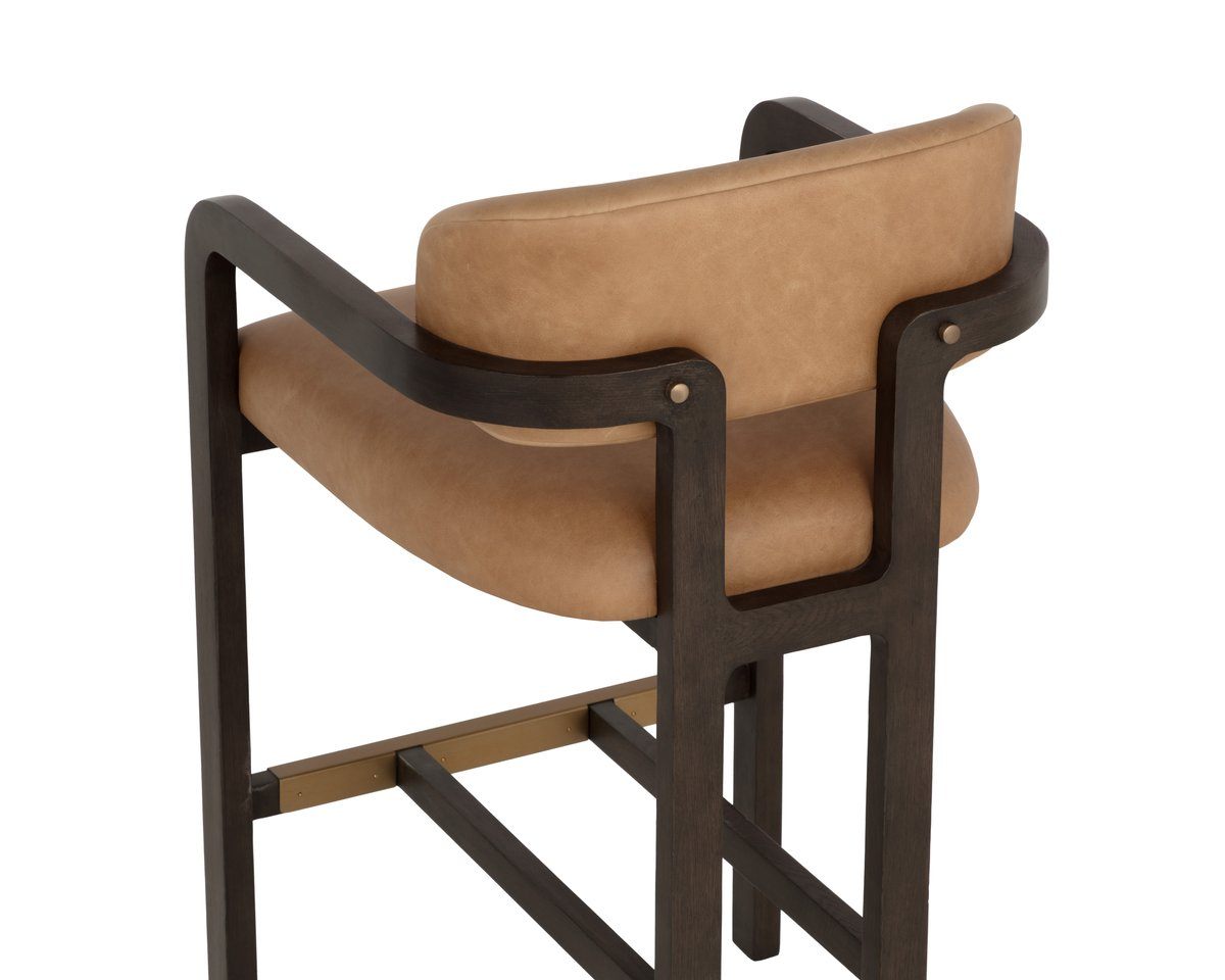 SUNPAN Madrone Ludlow Sesame Leather Barstool