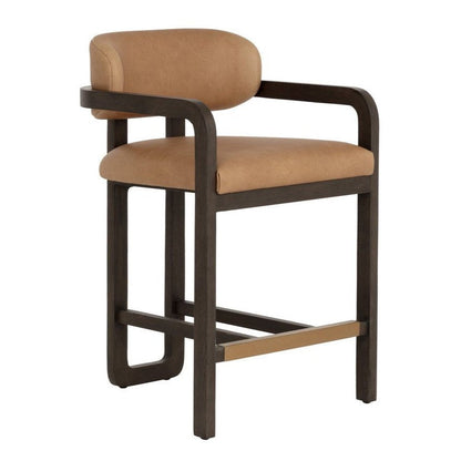SUNPAN Madrone Ludlow Sesame Leather Counter Stool