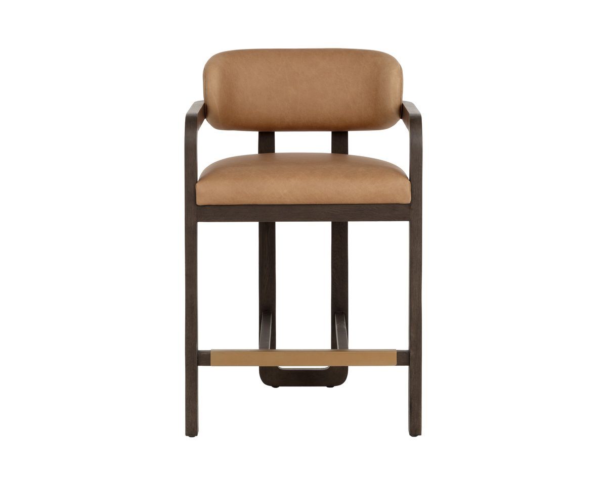 SUNPAN Madrone Ludlow Sesame Leather Counter Stool