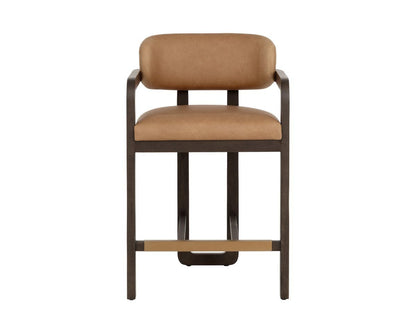 SUNPAN Madrone Ludlow Sesame Leather Counter Stool