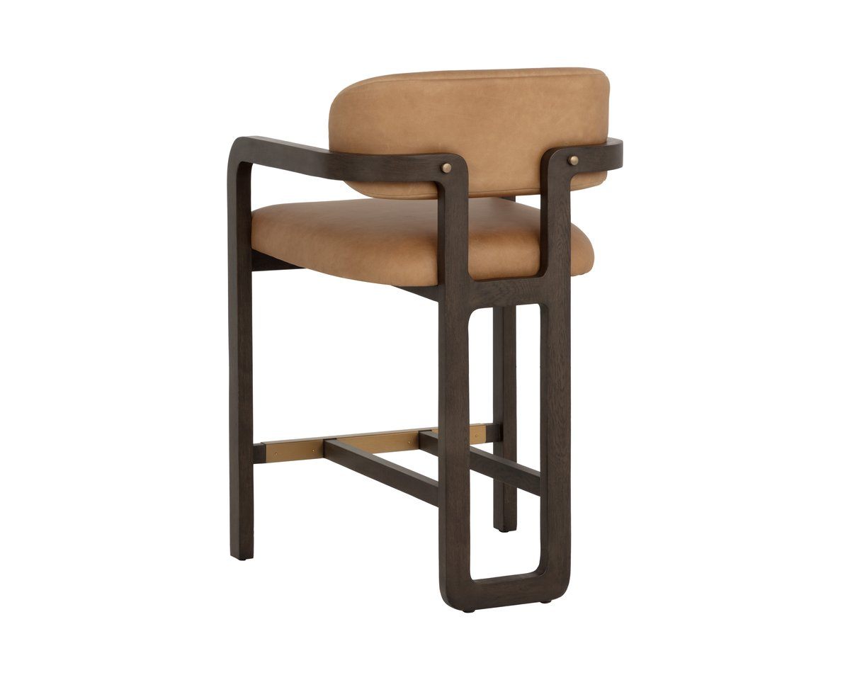 SUNPAN Madrone Ludlow Sesame Leather Counter Stool