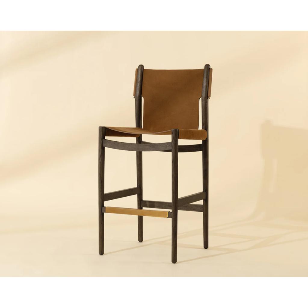SUNPAN Argus Nubuck Caramel Leather Barstool