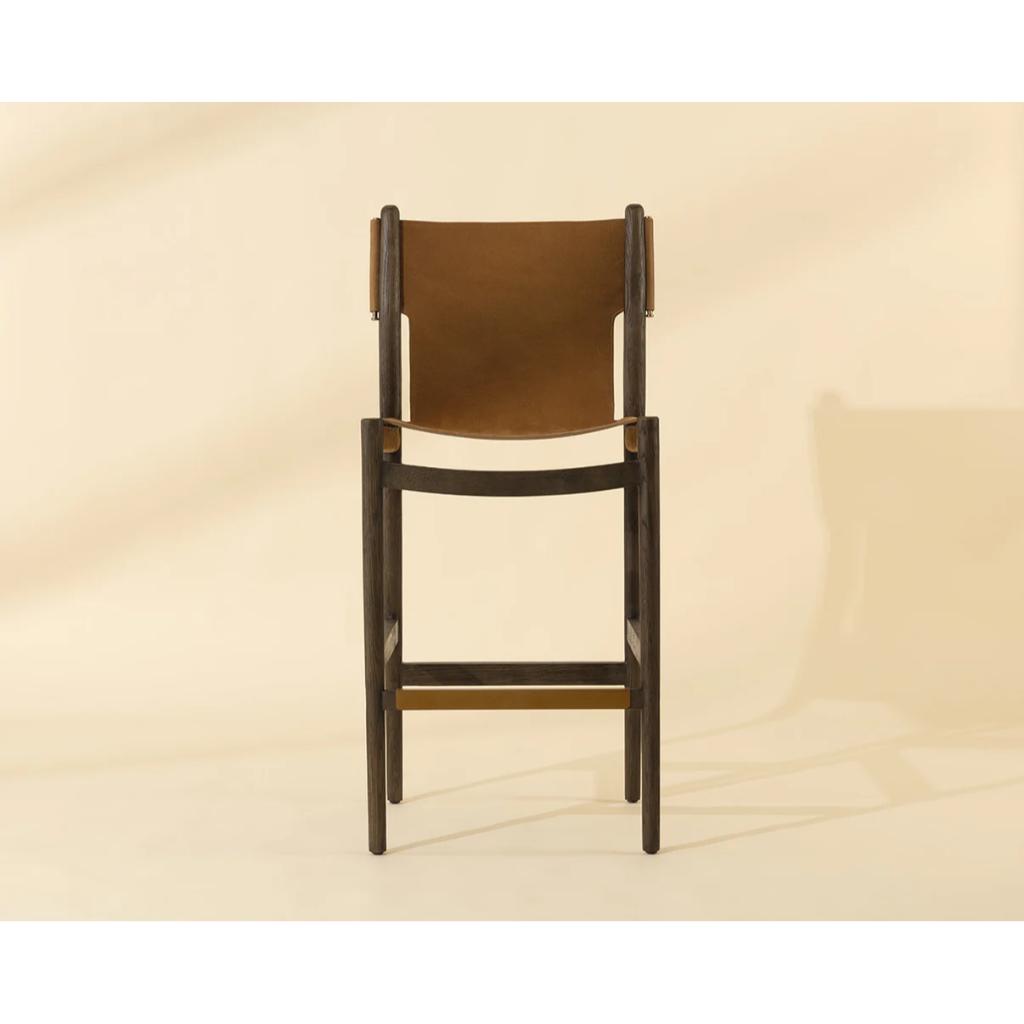 SUNPAN Argus Nubuck Caramel Leather Barstool