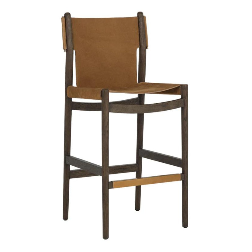 SUNPAN Argus Nubuck Caramel Leather Barstool