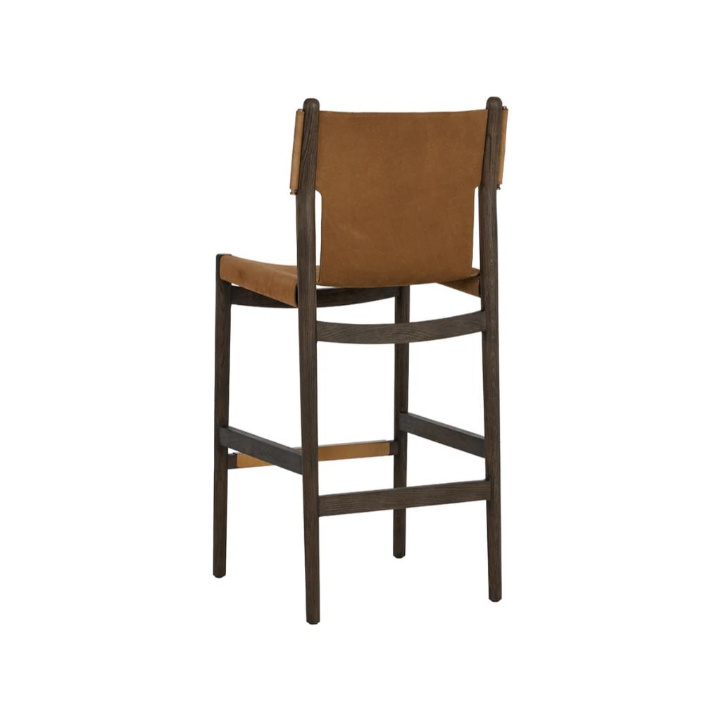 SUNPAN Argus Nubuck Caramel Leather Barstool