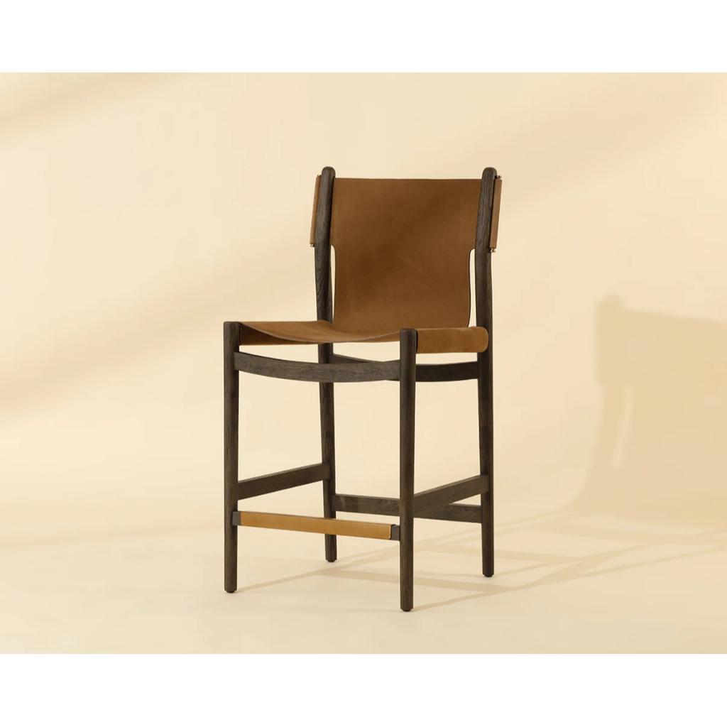 SUNPAN Argus Nubuck Caramel Leather Counter Stool