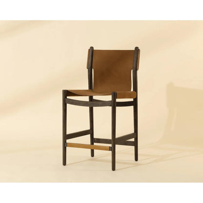 SUNPAN Argus Nubuck Caramel Leather Counter Stool