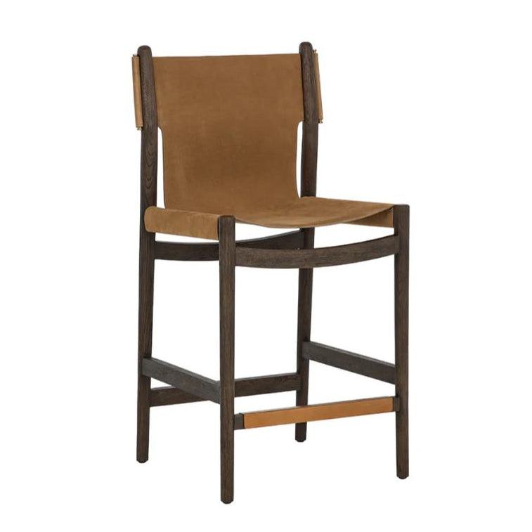 SUNPAN Argus Nubuck Caramel Leather Counter Stool