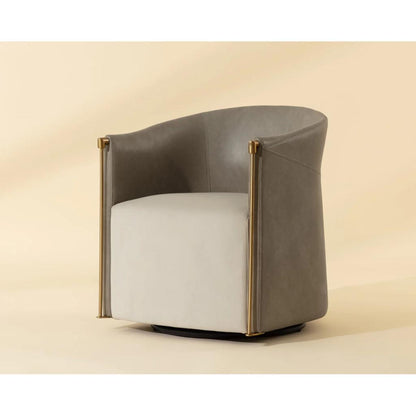 SUNPAN Leontine Faux Leather Swivel Lounge Chair