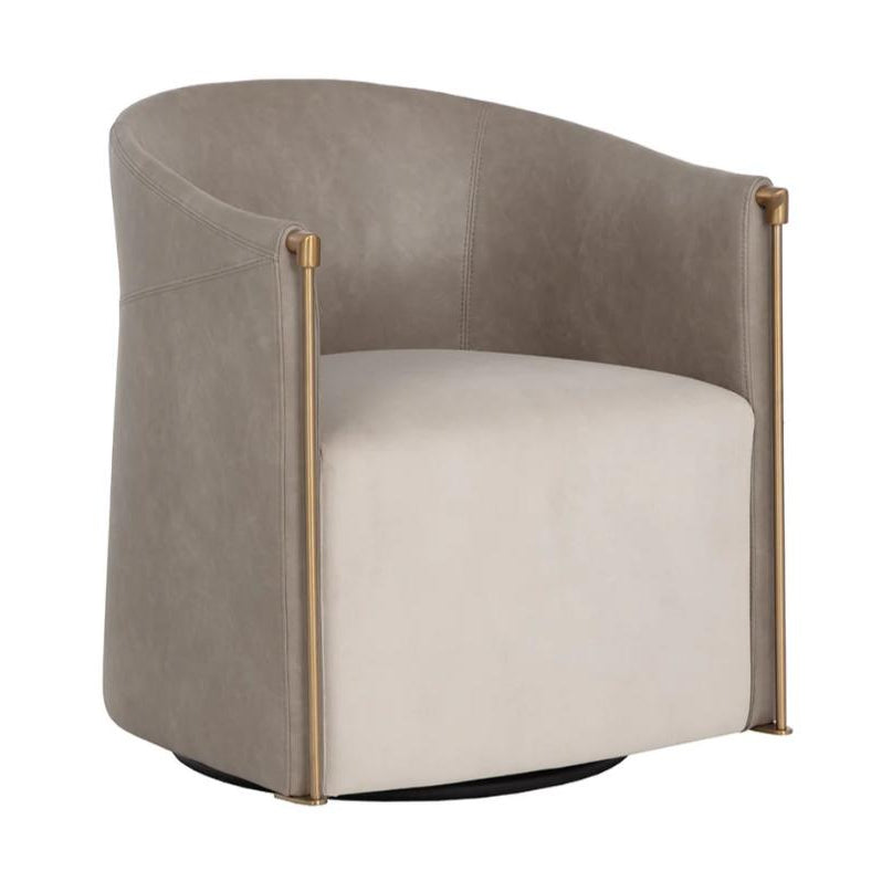 SUNPAN Leontine Faux Leather Swivel Lounge Chair