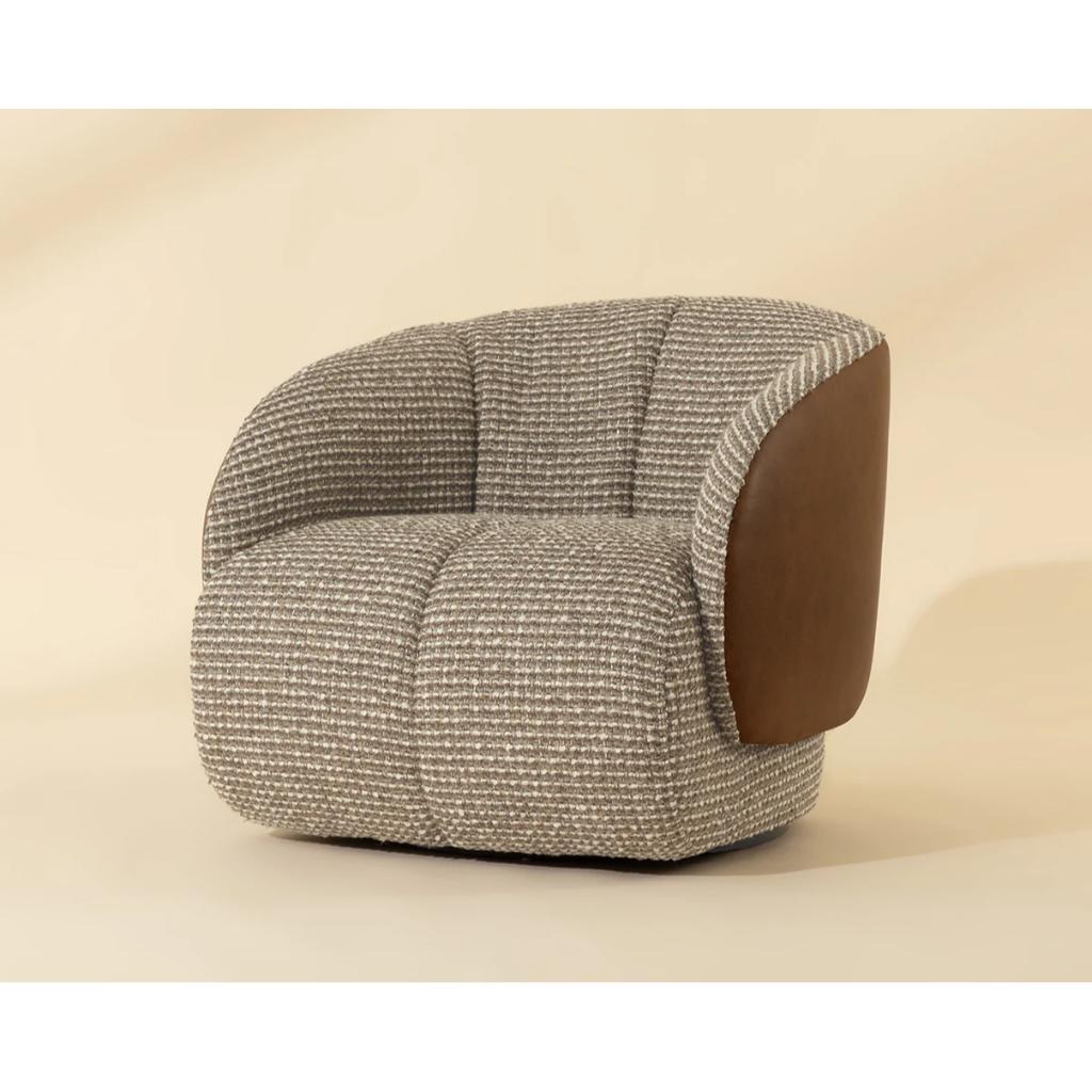 SUNPAN Camie Leather Swivel Lounge Chair