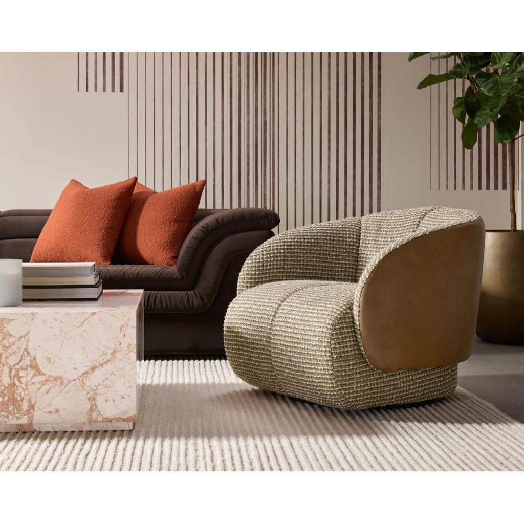 SUNPAN Camie Leather Swivel Lounge Chair