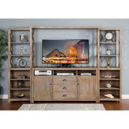 114" Entertainment Wall Unit TV Stand Media Console Farmhouse Entertainment Wall Unit Sideboards and Things By Sunny D