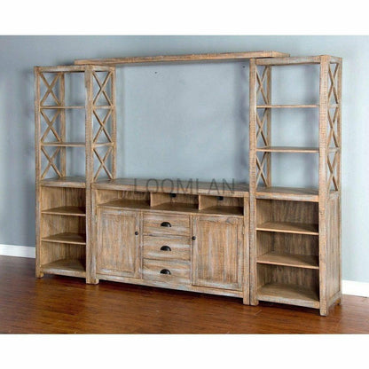 114" Entertainment Wall Unit TV Stand Media Console Farmhouse Entertainment Wall Unit Sideboards and Things By Sunny D