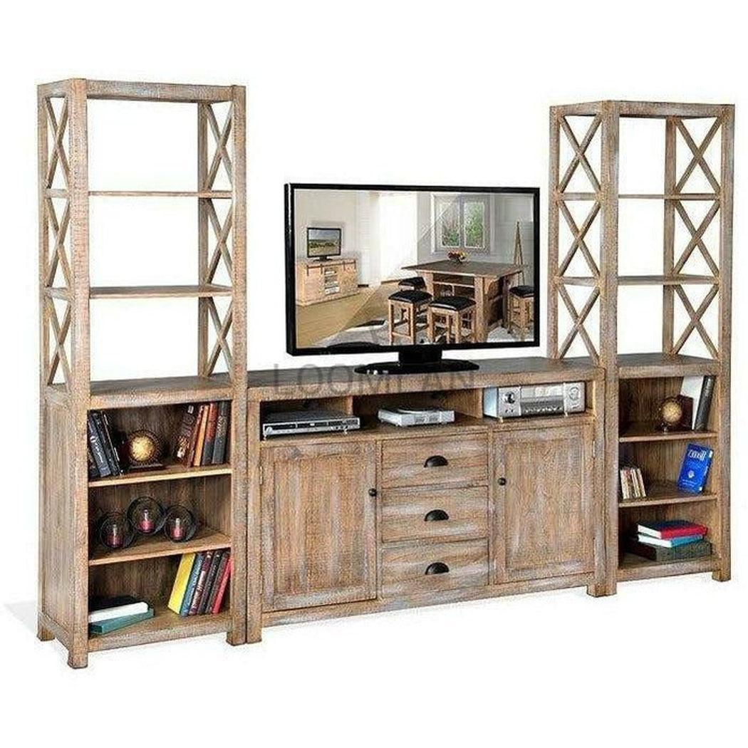 114" Entertainment Wall Unit TV Stand Media Console Farmhouse Entertainment Wall Unit Sideboards and Things By Sunny D