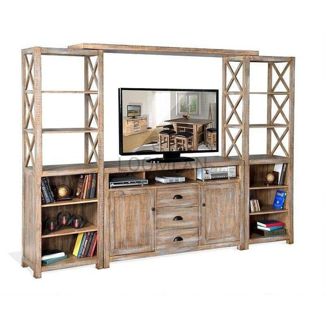 114" Entertainment Wall Unit TV Stand Media Console Farmhouse Entertainment Wall Unit Sideboards and Things By Sunny D