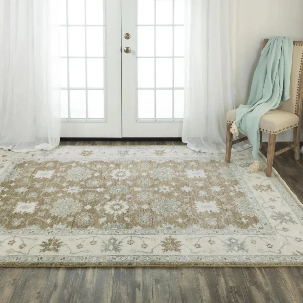 Aida Floral Brown Large Area Rugs For Living Room -- brown