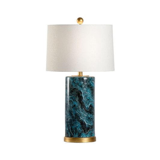 Chelsea House Malachite Ceramic Cylinder Hand-Painted Table Lamp