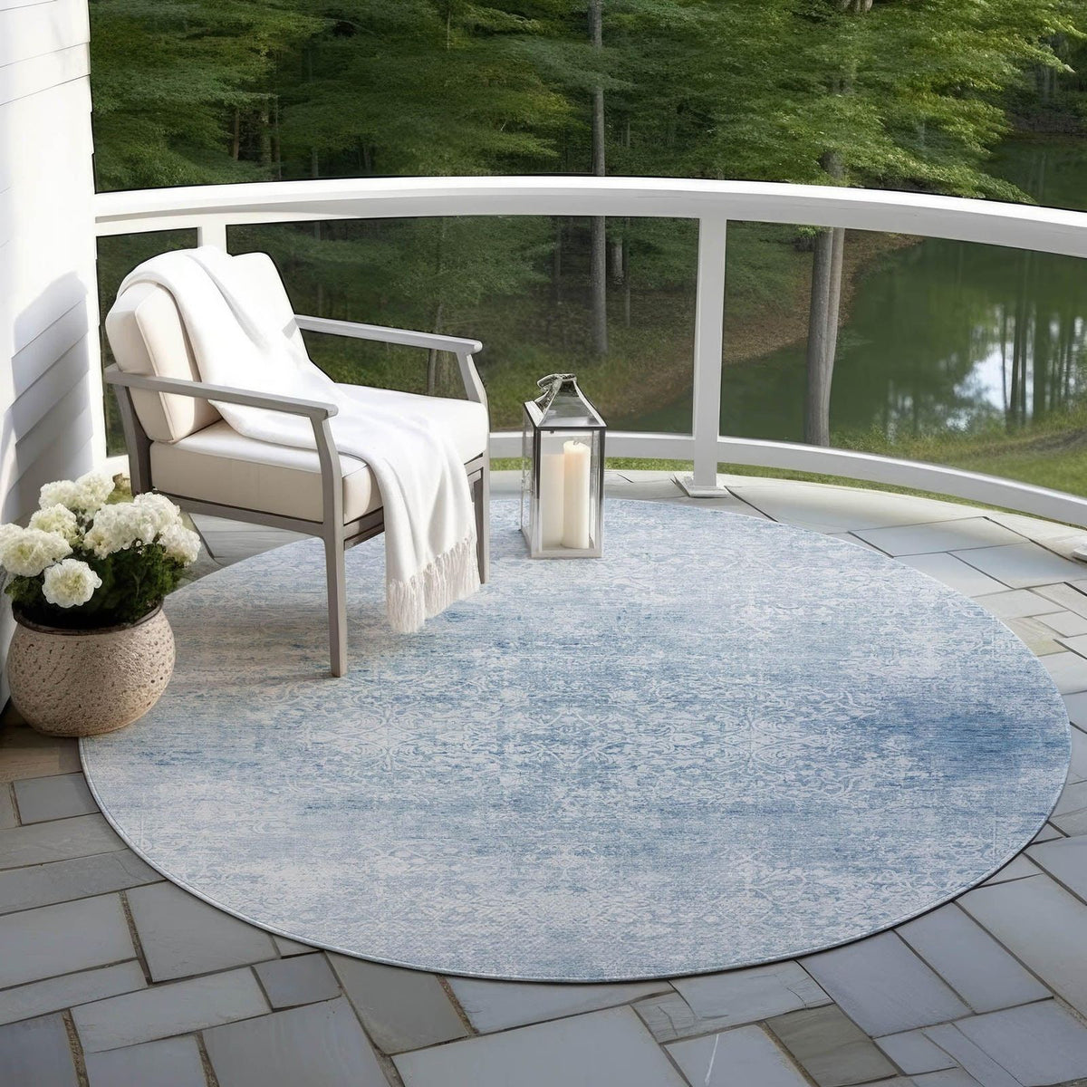 Kaelas Blue Washable Indoor-Outdoor Rug