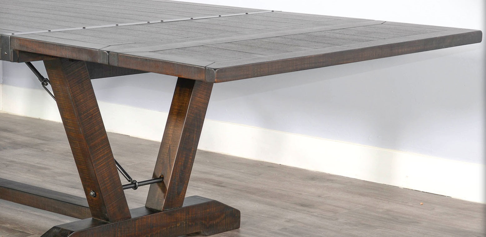 Sunny D Homestead Extendable Dining Table with Folding Leaves