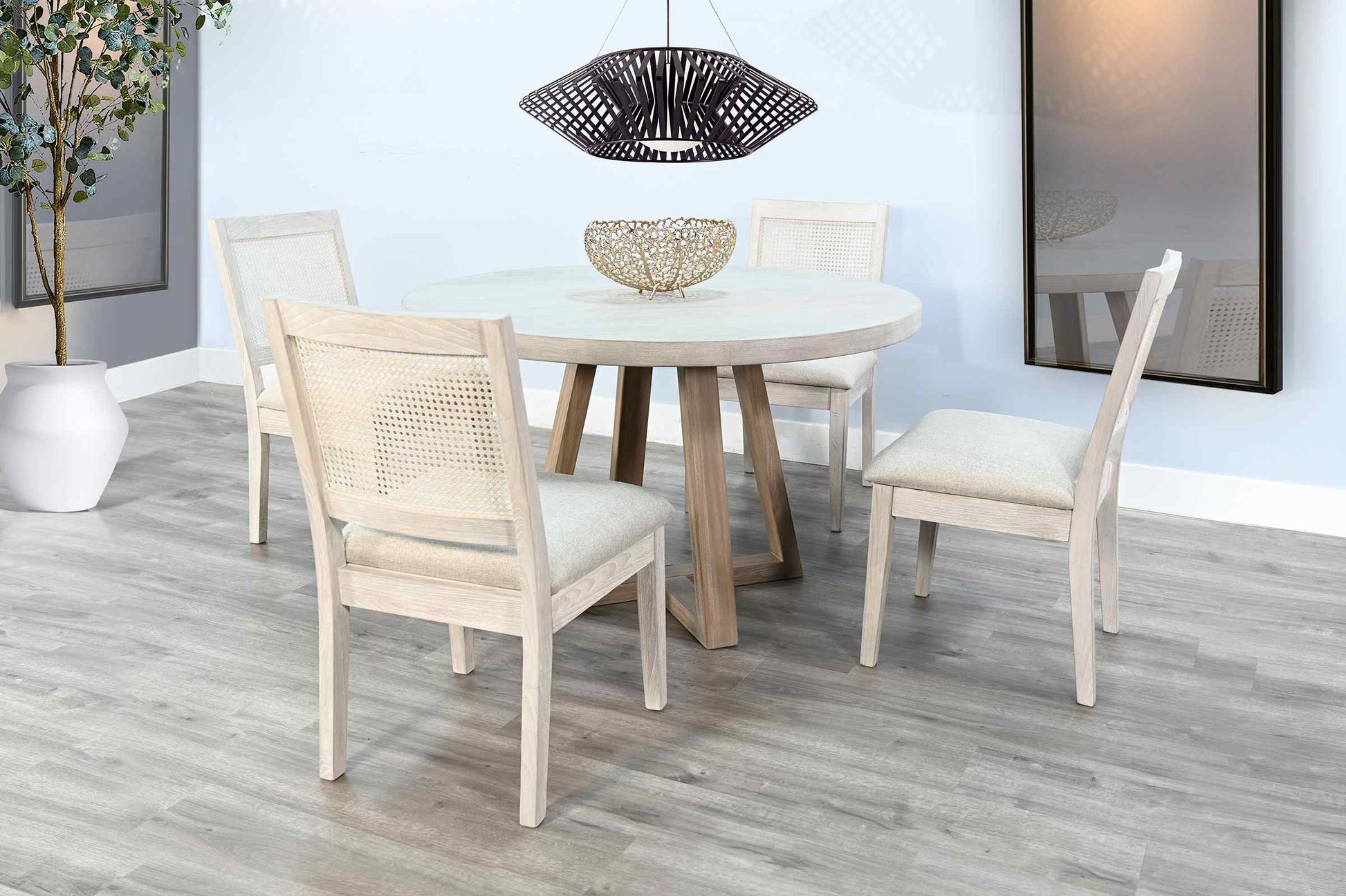 Sunny D Noah Cane Back Armless Dining Chair 2PC