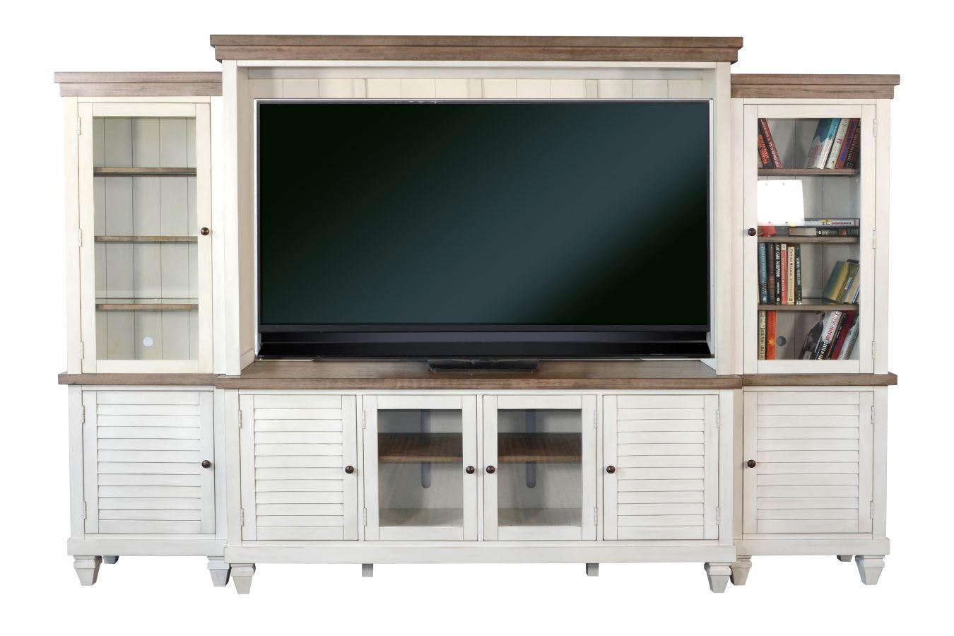 119" Entertainment Wall Unit With Light TV Stand White Modern Entertainment Wall Unit Sideboards and Things By Sunny D