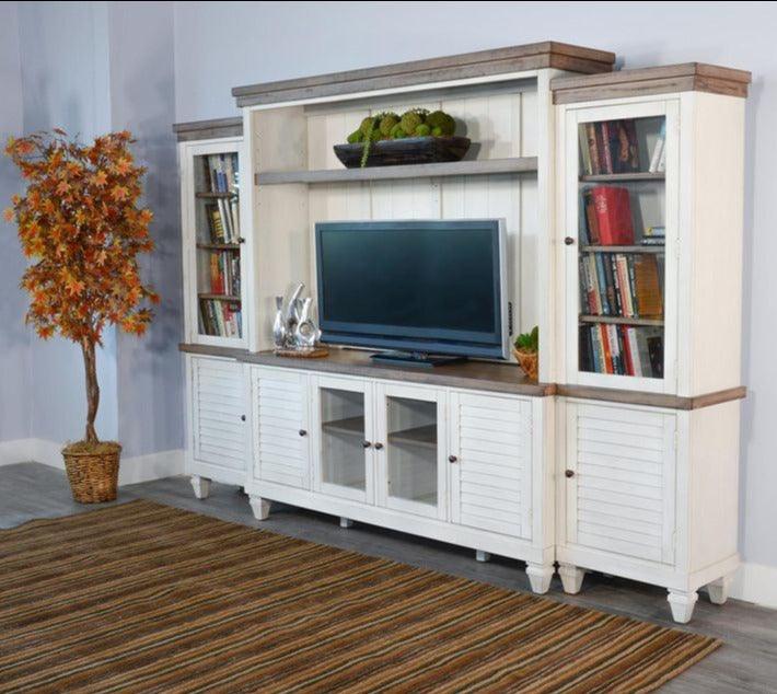 119" Entertainment Wall Unit With Light TV Stand White Modern Entertainment Wall Unit Sideboards and Things By Sunny D