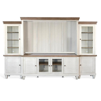 119" Entertainment Wall Unit With Light TV Stand White Modern Entertainment Wall Unit Sideboards and Things By Sunny D